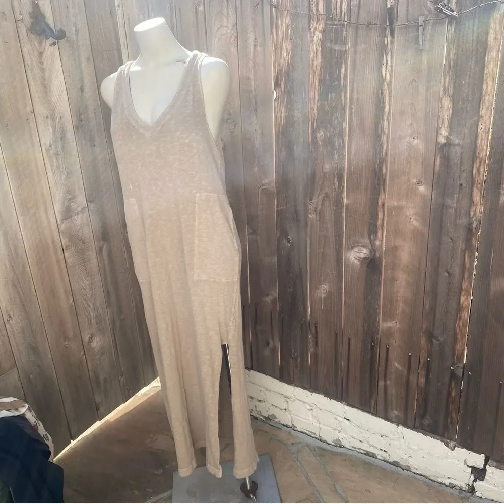 FREE PEOPLE Beach Maxi Dress Sleeveless V Neck Side Slits size medium - Picture 2 of 9